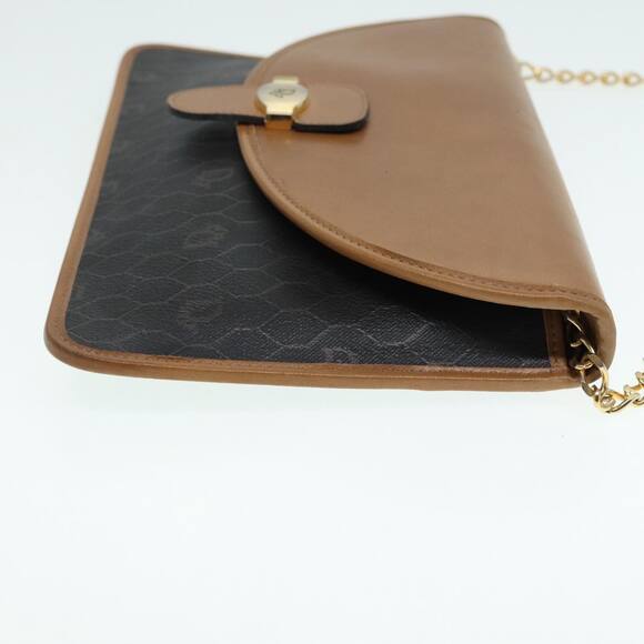 DIOR Chain Shoulder Bag Pvc Leather Black Brown Gold - Picture 4 of 12